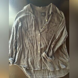 Rails Women’s Gingham Long-Sleeve Button-Up Shirt in Navy Blue